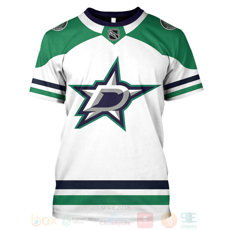 NHL Dallas Stars Team Personalized White 3D Hoodie Shirt 1 2 3 4 5 6