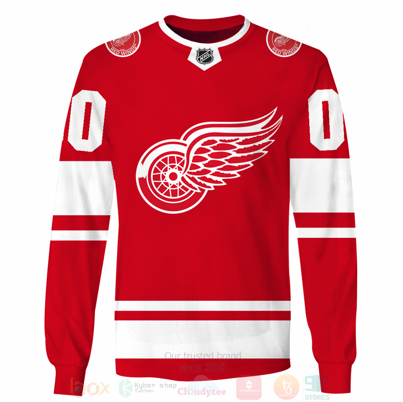BEST NHL Detroit Red Wings Personalized Red Full Printing 3D Hoodie, Shirt 4 NHL Detroit Red Wings Personalized Red 3D Hoodie Shirt 1 2 3