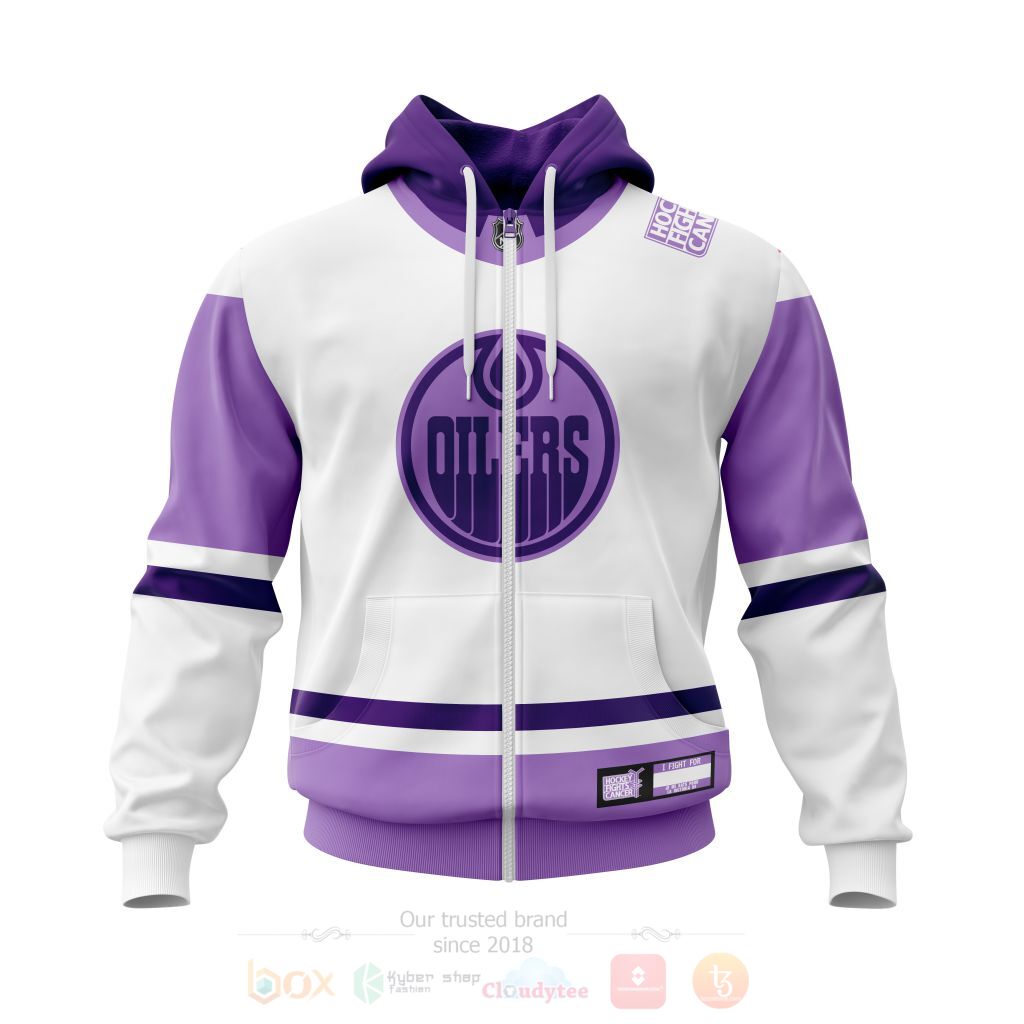 BEST NHL Edmonton Oilers Fights Cancer Personalized All Over Print Custom Hoodie, T-Shirt 2 NHL Edmonton Oilers Fights Cancer Personalized 3D Hoodie Shirt 1
