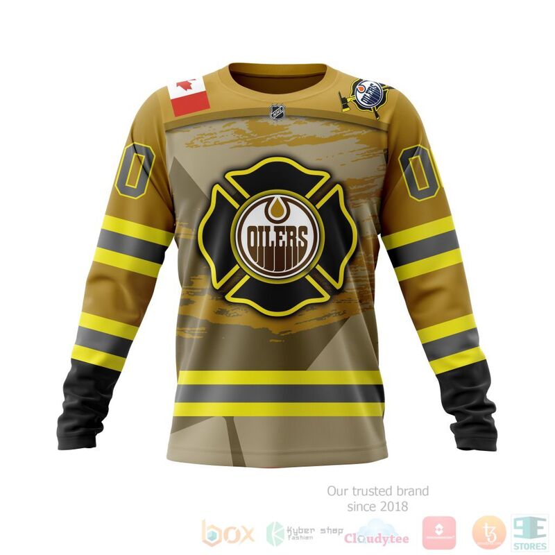 BEST NHL Edmonton Oilers Honnor Firefighter Yellow Full Printing Custom 3D Hoodie, T-Shirt 3 NHL Edmonton Oilers Honnor Firefighter Yellow 3D Hoodie Shirt 1 2