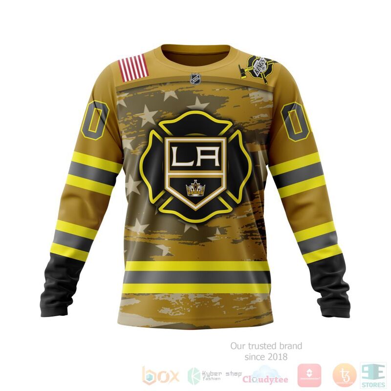 BEST NHL Los Angeles Kings Honnor Firefighter Yellow Full Printing Custom 3D Hoodie, T-Shirt 3 NHL Los Angeles Kings Honnor Firefighter Yellow 3D Hoodie Shirt 1 2