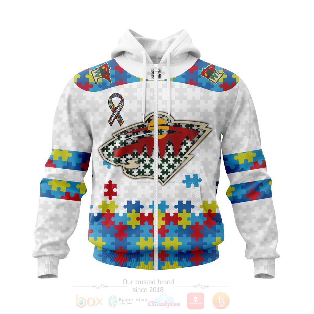 BEST NHL Minnesota Wild Autism Awareness Ver1 Personalized All Over Print Custom Hoodie, T-Shirt 2 NHL Minnesota Wild Autism Awareness Ver1 Personalized 3D Hoodie Shirt 1