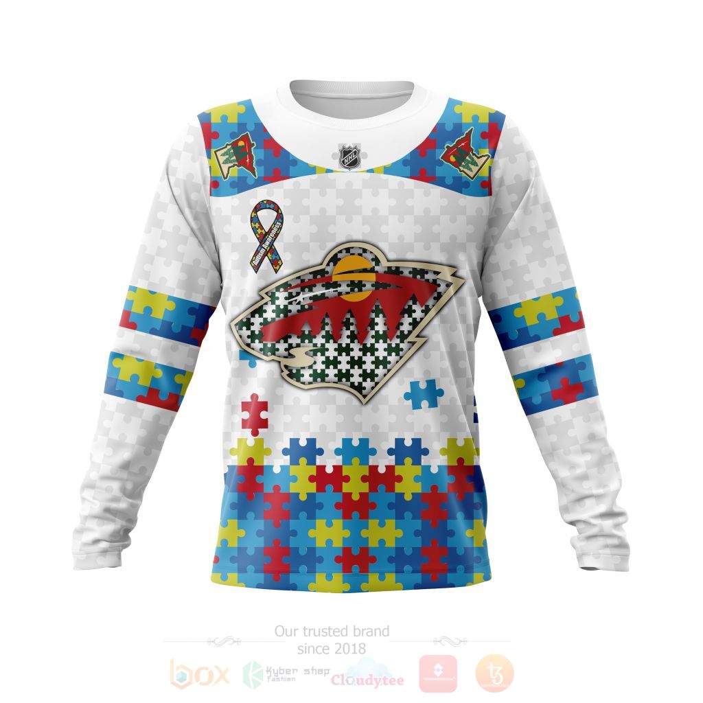 BEST NHL Minnesota Wild Autism Awareness Ver1 Personalized All Over Print Custom Hoodie, T-Shirt 3 NHL Minnesota Wild Autism Awareness Ver1 Personalized 3D Hoodie Shirt 1 2