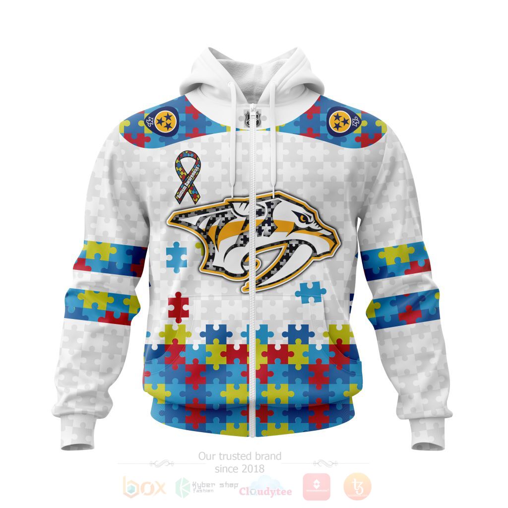 BEST NHL Nashville Predators Autism Awareness Ver1 Personalized All Over Print Custom Hoodie, T-Shirt 2 NHL Nashville Predators Autism Awareness Ver1 Personalized 3D Hoodie Shirt 1
