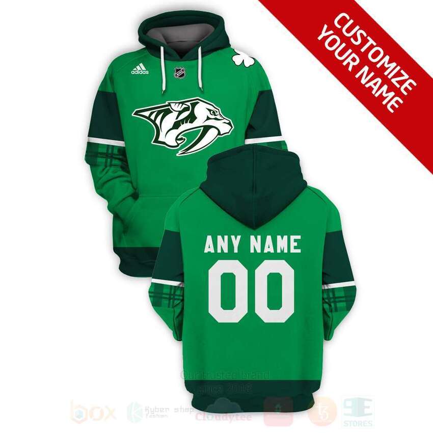 BEST NHL Nashville Predators Personalized Custom Green Unisex 3D Hoodie, Shirt 17 NHL Nashville Predators Personalized Green 3D Hoodie Shirt