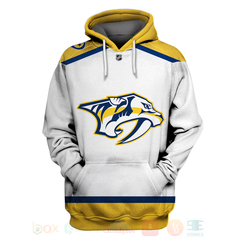 BEST NHL Nashville Predators Team White Unisex 3D Hoodie, Shirt 2 NHL Nashville Predators Team White 3D Hoodie Shirt 1