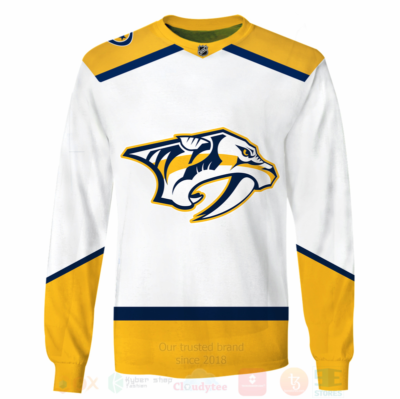BEST NHL Nashville Predators Team White Unisex 3D Hoodie, Shirt 4 NHL Nashville Predators Team White 3D Hoodie Shirt 1 2 3