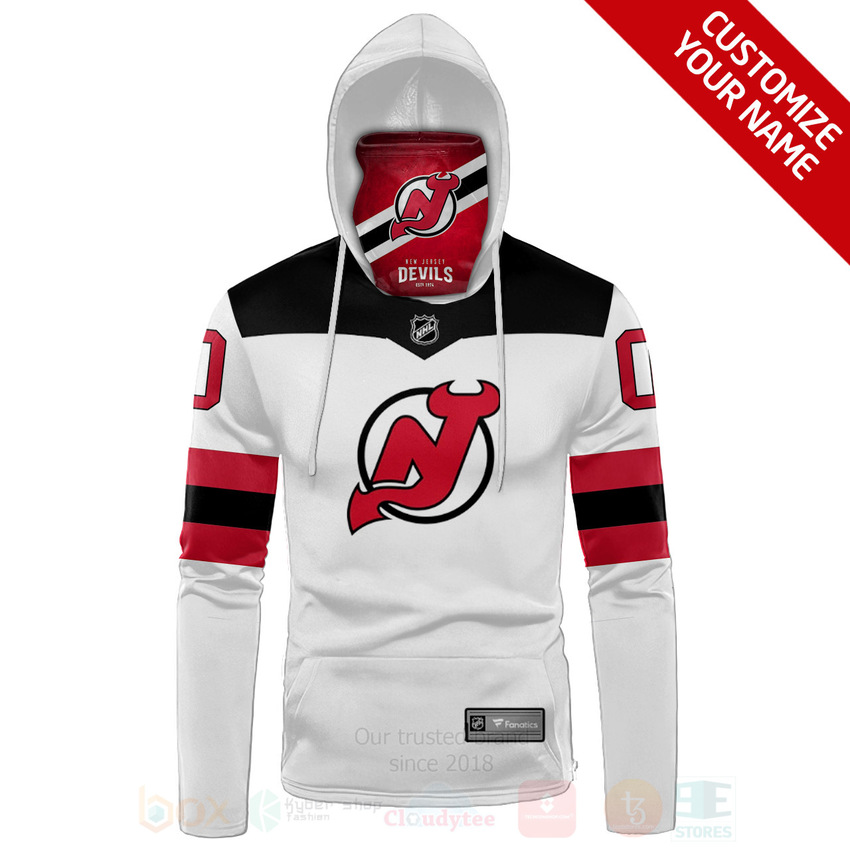 NHL New Jersey Devils Personalized White 3D Hoodie Mask 1