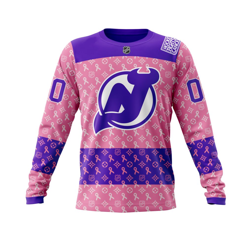 NHL New Jersey Personalized 3D Hoodie Shirt Devils Fights Cancer Jersey Personalized 3D Hoodie Shirt 1 2 3 4 5