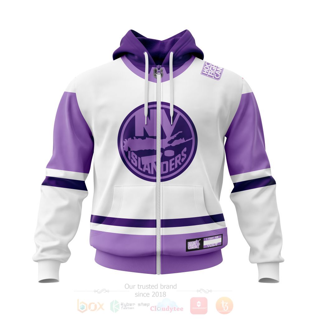 BEST NHL New York Islanders Fights Cancer Personalized All Over Print Custom Hoodie, T-Shirt 2 NHL New York Islanders Fights Cancer Personalized 3D Hoodie Shirt 1