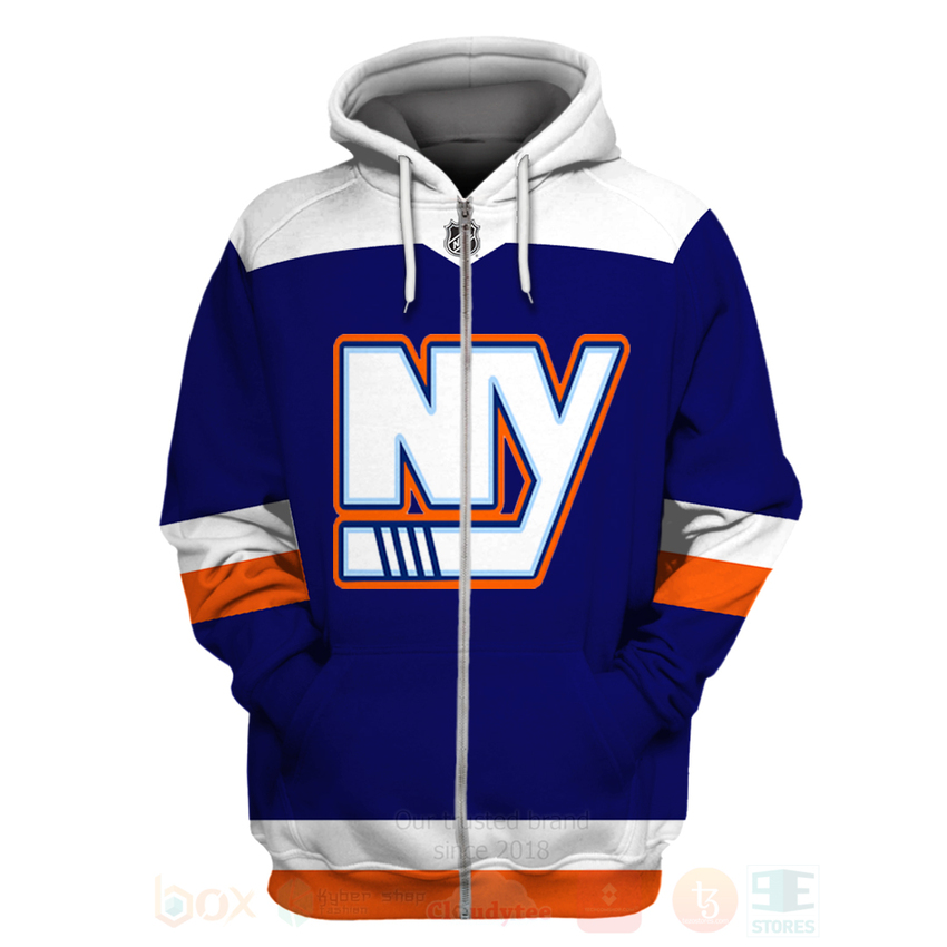 BEST NHL New York Islanders Personalized Custom Blue White Unisex 3D Hoodie, Shirt 2 NHL New York Islanders Personalized Blue White 3D Hoodie Shirt 1