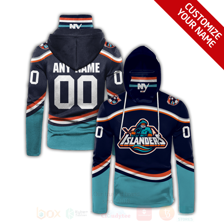 NHL New York Islanders Personalized Navy Blue 3D Hoodie Mask