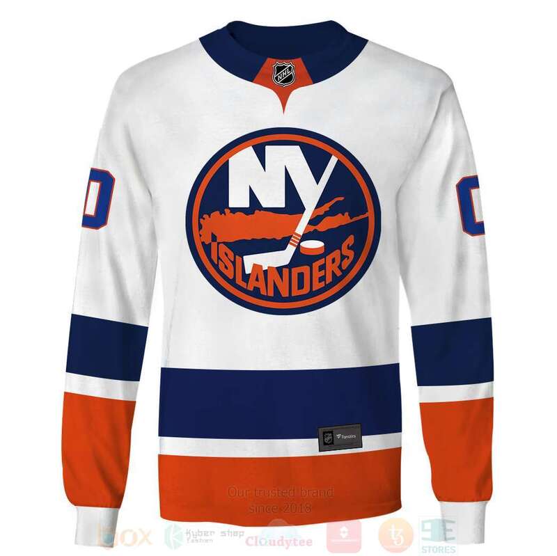 NHL New York Islanders Personalized White 3D Hoodie Shirt 1 2 3 4