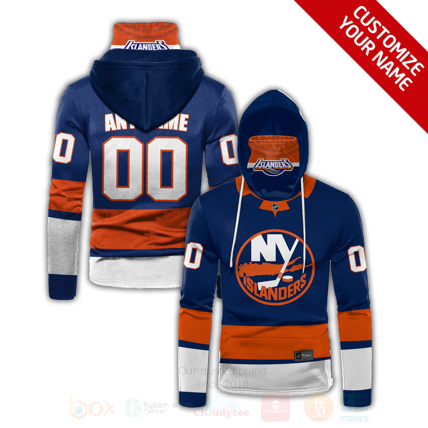 NHL New York Rangers Personalized Navy Orange 3D Hoodie Mask