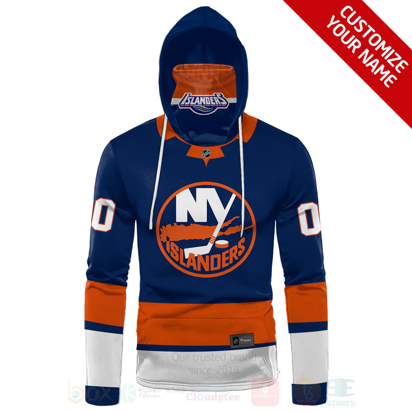 NHL New York Rangers Personalized Navy Orange 3D Hoodie Mask 1