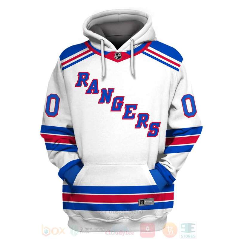 BEST NHL New York Rangers Personalized White Full Printing 3D Hoodie, Shirt 3 NHL New York Rangers Personalized White 3D Hoodie Shirt 1 2