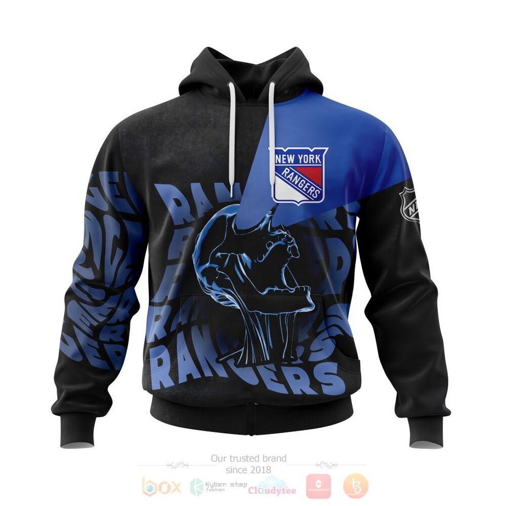 BEST NHL New York Rangers Skull Personalized All Over Print 3D Hoodie, Shirt 15 NHL New York Rangers Specialized Skull Concepts Personalized 3D Hoodie Shirt
