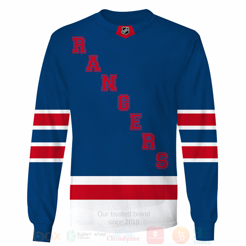 NHL New York Rangers Team Blue 3D Hoodie Shirt 1 2 3