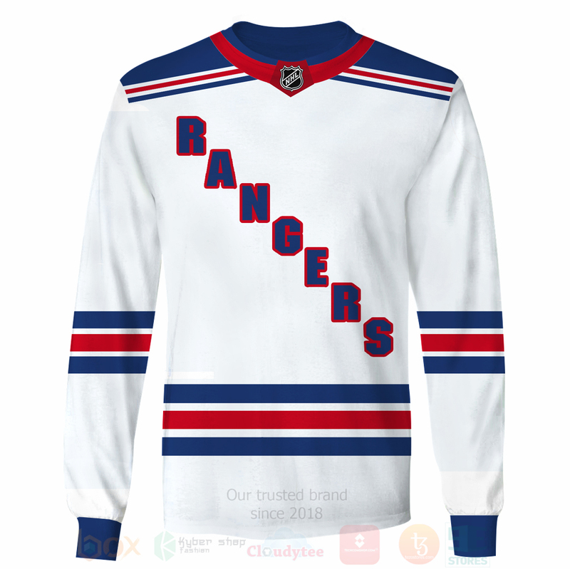 NHL New York Rangers Team White 3D Hoodie Shirt 1 2 3
