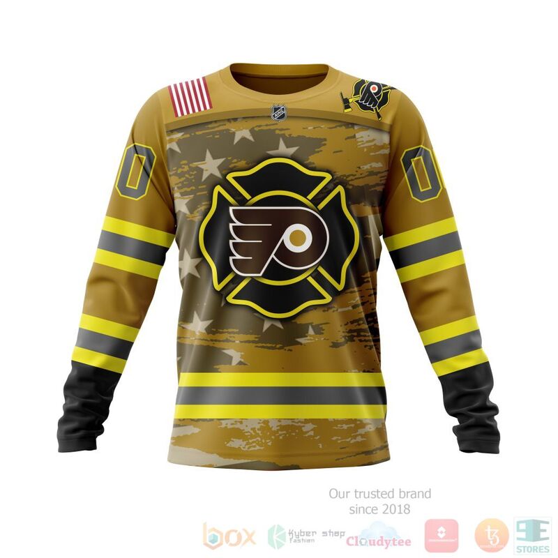 BEST NHL Philadelphia Flyers Honnor Firefighter Yellow Full Printing Custom 3D Hoodie, T-Shirt 3 NHL Philadelphia Flyers Honnor Firefighter Yellow 3D Hoodie Shirt 1 2