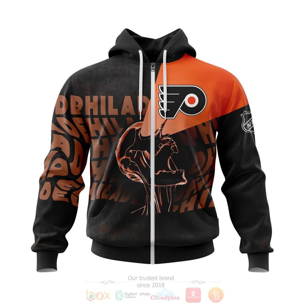 BEST NHL Philadelphia Flyers Skull Personalized All Over Print 3D Hoodie, Shirt 2 NHL Philadelphia Flyers Specialized Skull Concepts Personalized 3D Hoodie Shirt 1