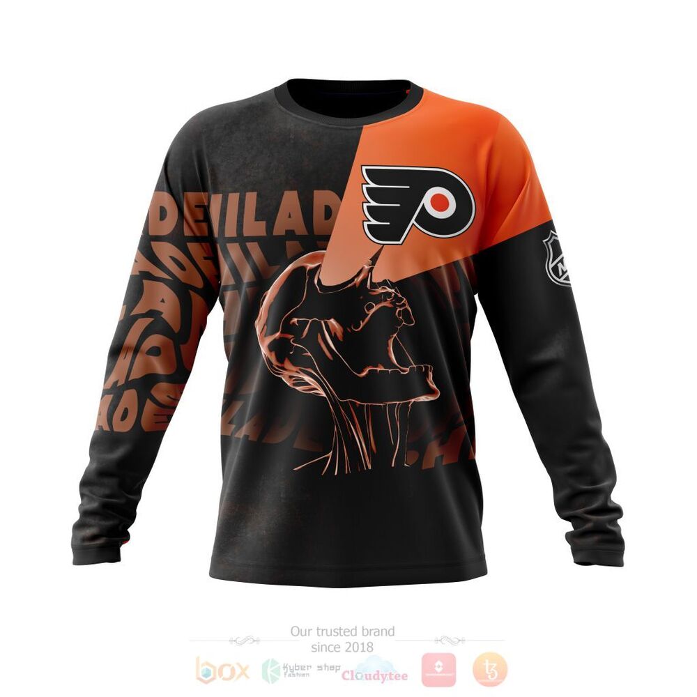 BEST NHL Philadelphia Flyers Skull Personalized All Over Print 3D Hoodie, Shirt 3 NHL Philadelphia Flyers Specialized Skull Concepts Personalized 3D Hoodie Shirt 1 2