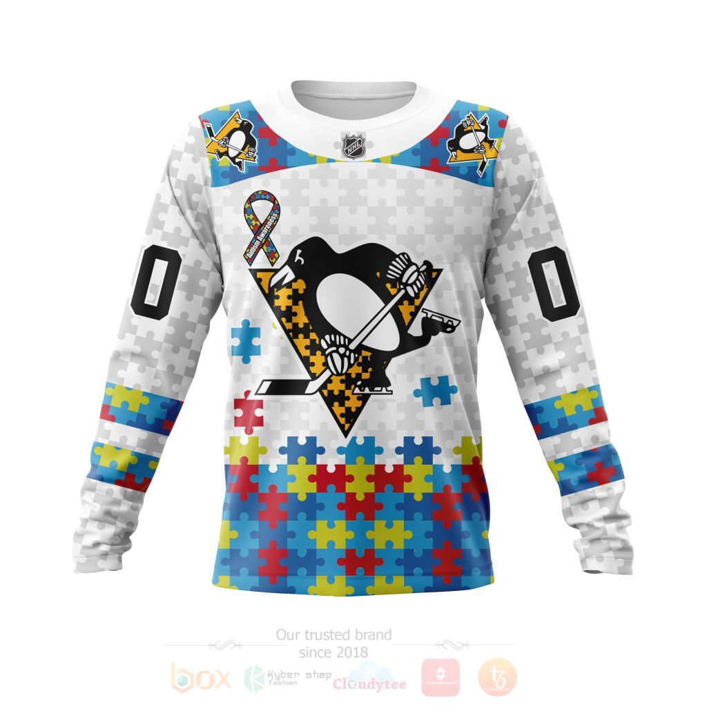 BEST NHL Pittsburgh Penguins Autism Awareness Ver1 Personalized All Over Print Custom Hoodie, T-Shirt 3 NHL Pittsburgh Penguins Autism Awareness Ver1 Personalized 3D Hoodie Shirt 1 2