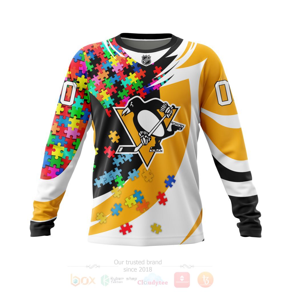 BEST NHL Pittsburgh Penguins Autism Awareness Ver2 Personalized All Over Print Custom Hoodie, T-Shirt 3 NHL Pittsburgh Penguins Autism Awareness Ver2 Personalized 3D Hoodie Shirt 1 2