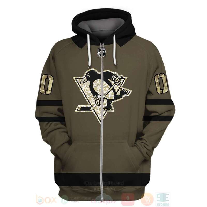 BEST NHL Pittsburgh Penguins Personalized Olive Green Full Printing 3D Hoodie, Shirt 2 NHL Pittsburgh Penguins Personalized Olive Green 3D Hoodie Shirt 1