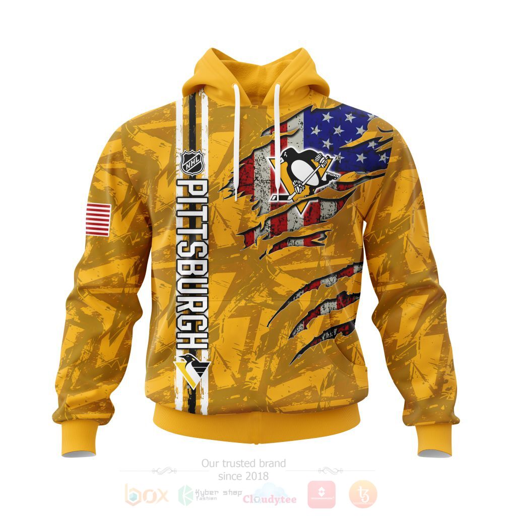 BEST NHL Pittsburgh Penguins Personalized With American Flag All Over Print Custom Hoodie, T-Shirt 1 NHL Pittsburgh Penguins Personalized With American Flag 3D Hoodie Shirt