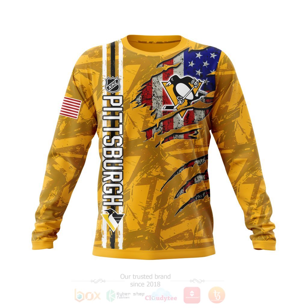 BEST NHL Pittsburgh Penguins Personalized With American Flag All Over Print Custom Hoodie, T-Shirt 3 NHL Pittsburgh Penguins Personalized With American Flag 3D Hoodie Shirt 1 2