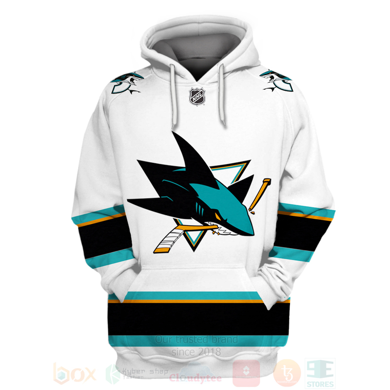 BEST NHL San Jose Sharks Team White Unisex 3D Hoodie, Shirt 2 NHL San Jose Sharks Team White 3D Hoodie Shirt 1