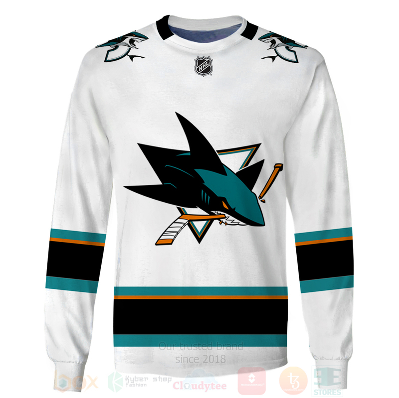 BEST NHL San Jose Sharks Team White Unisex 3D Hoodie, Shirt 4 NHL San Jose Sharks Team White 3D Hoodie Shirt 1 2 3