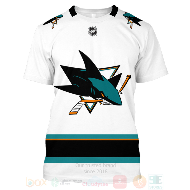 BEST NHL San Jose Sharks Team White Unisex 3D Hoodie, Shirt 6 NHL San Jose Sharks Team White 3D Hoodie Shirt 1 2 3 4 5
