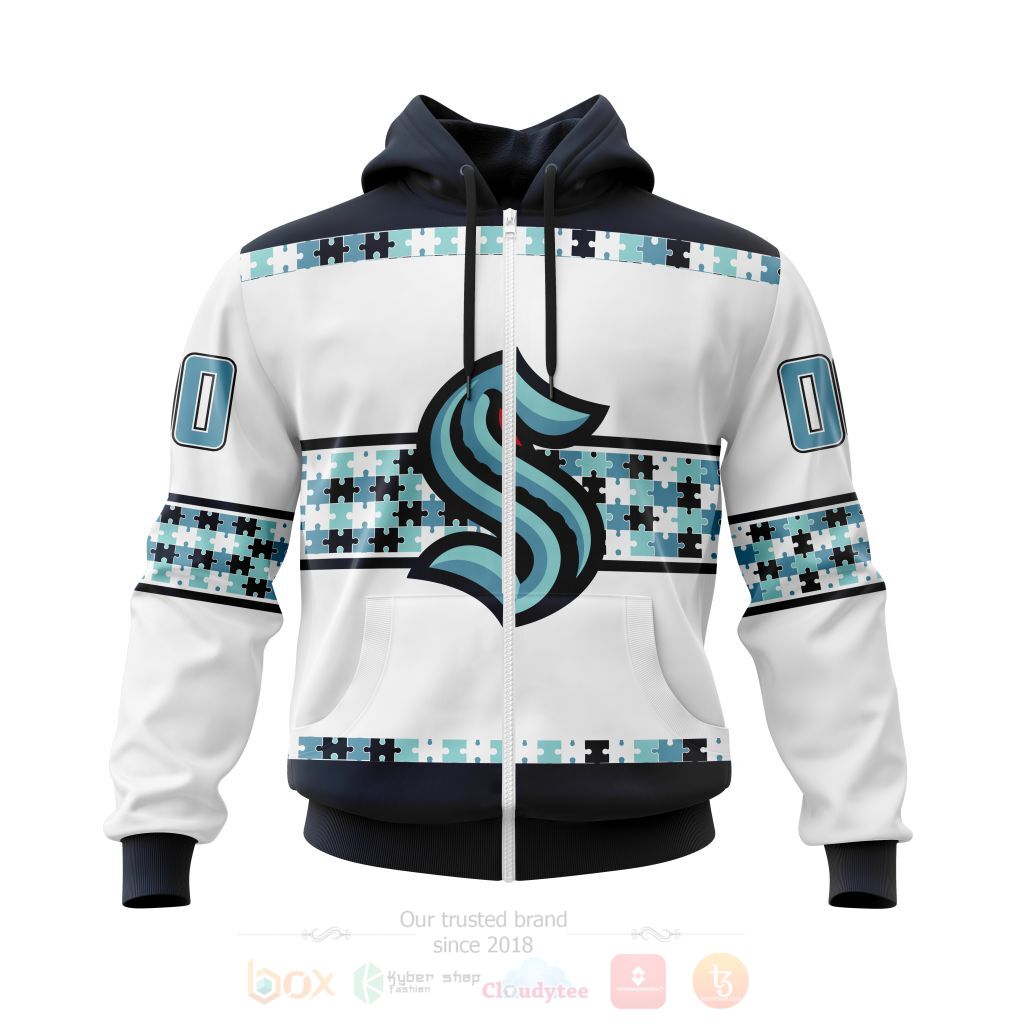 BEST NHL Seattle Kraken Autism Awareness Ver3 Personalized All Over Print Custom Hoodie, T-Shirt 2 NHL Seattle Kraken Autism Awareness Ver3 Personalized 3D Hoodie Shirt 1