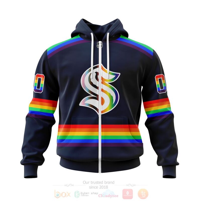 BEST NHL Seattle Kraken LGBT Pride Navy Color Personalized Custom All Over Print 3D Hoodie, Shirt 2 NHL Seattle Kraken LGBT Pride Navy Color Personalized Custom 3D Hoodie Shirt 1