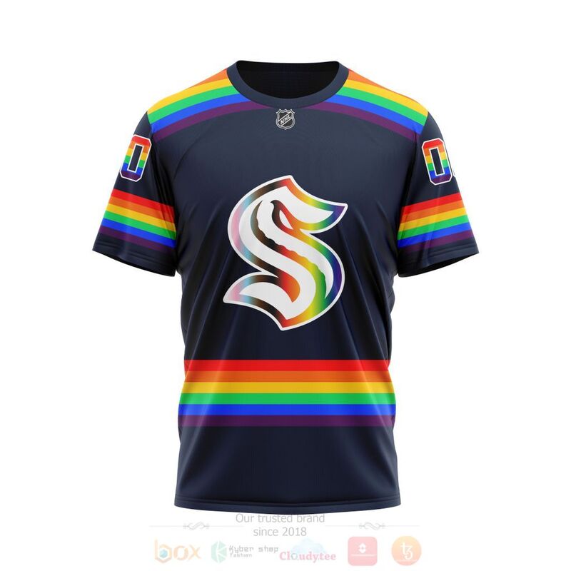 BEST NHL Seattle Kraken LGBT Pride Navy Color Personalized Custom All Over Print 3D Hoodie, Shirt 3 NHL Seattle Kraken LGBT Pride Navy Color Personalized Custom 3D Hoodie Shirt 1 2