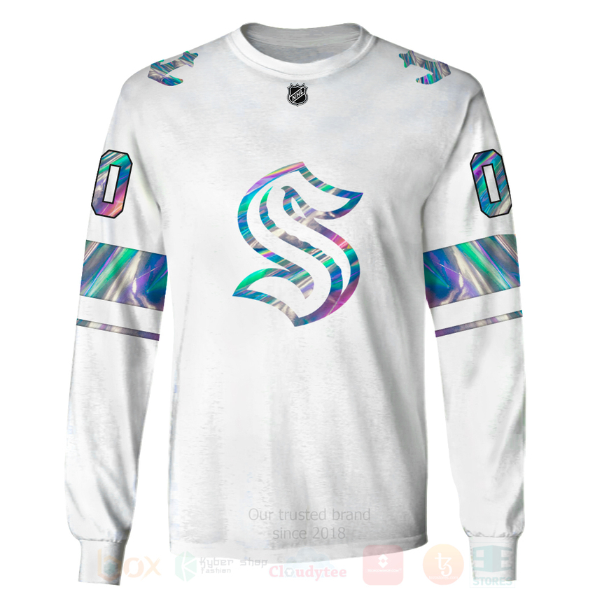 BEST NHL Seattle Kraken Personalized Custom White Unisex 3D Hoodie, Shirt 5 NHL Seattle Kraken Personalized White 3D Hoodie Shirt 1 2 3 4