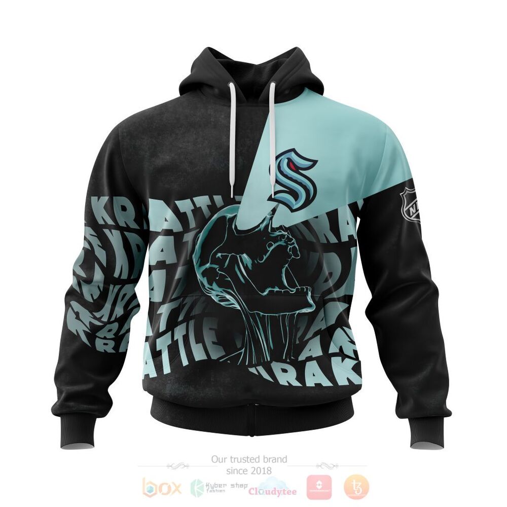 BEST NHL Seattle Kraken Skull Personalized All Over Print 3D Hoodie, Shirt 14 NHL Seattle Kraken Specialized Skull Concepts Personalized 3D Hoodie Shirt