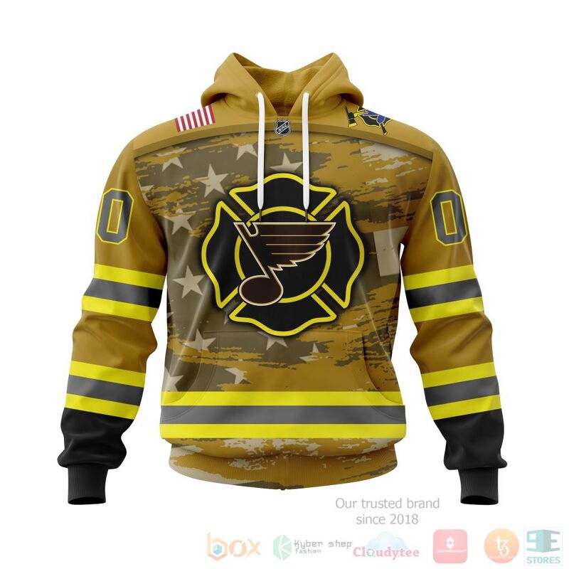 BEST NHL St. Louis Blues Honnor Firefighter Yellow Full Printing Custom 3D Hoodie, T-Shirt 15 NHL St Louis Blues Honnor Firefighter Yellow 3D Hoodie Shirt