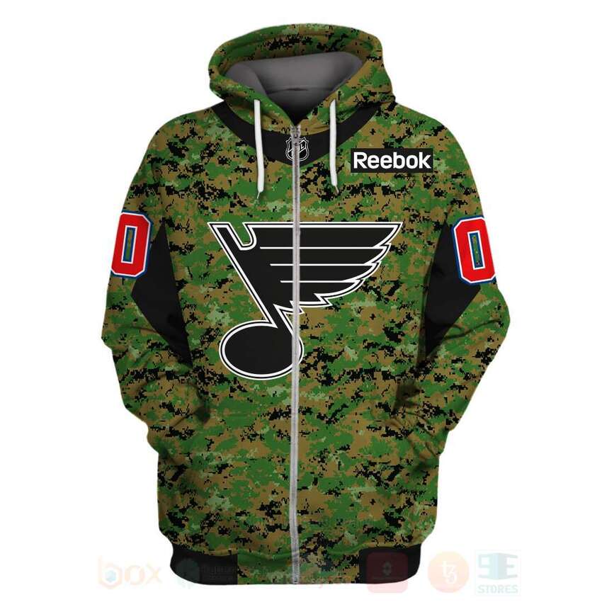 BEST NHL St. Louis Blues Personalized Custom Green Camo Unisex 3D Hoodie, Shirt 2 NHL St Louis Blues Personalized Green Camo 3D Hoodie Shirt 1