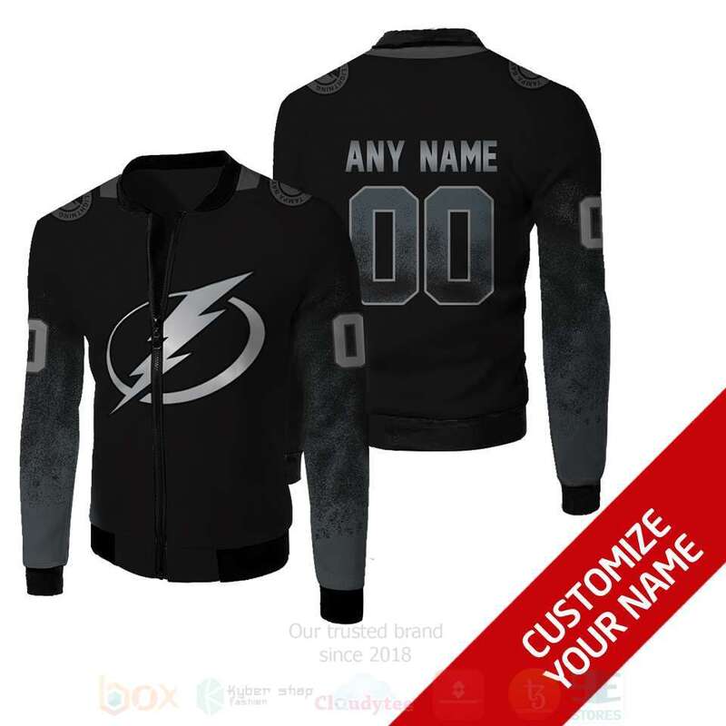 NHL Tampa Bay Lightning Team Personalized Black 3D Bomber Jacket