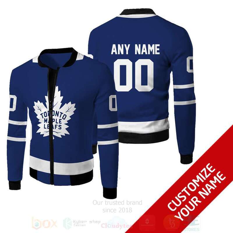 BEST NHL Toronto Maple Leafs Team Personalized Blue PU 3D Bomber Jacket 5 NHL Toronto Maple Leafs Team Personalized Blue 3D Bomber Jacket
