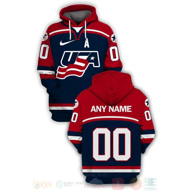 NHL United States National Mens Hockey Team Personalized Red Navy 3D Hoodie Shirt