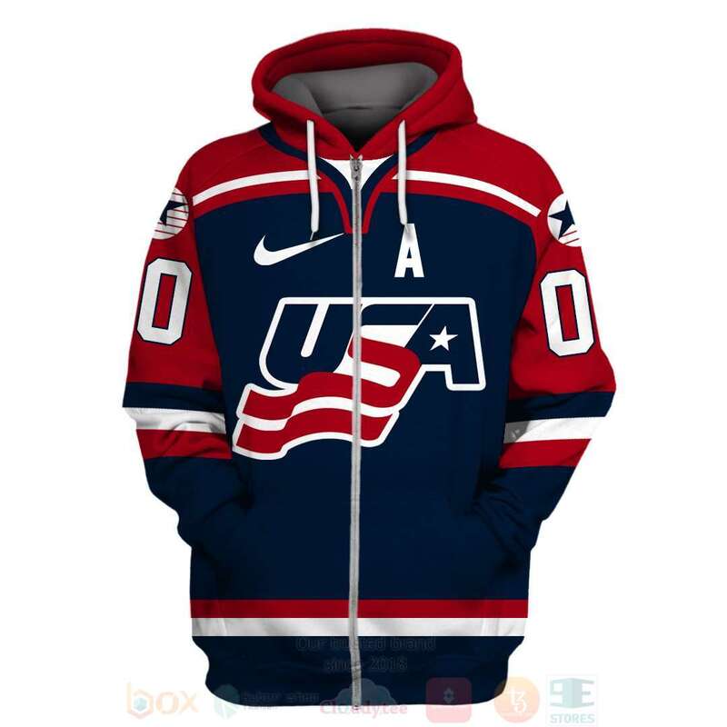 BEST NHL United States National Men's Hockey Team Personalized Red Navy Full Printing 3D Hoodie, Shirt 2 NHL United States National Mens Hockey Team Personalized Red Navy 3D Hoodie Shirt 1
