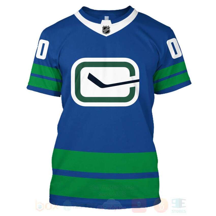 NHL Vancouver Canucks Blue 3D Hoodie Shirt 1 2 3 4 5 6
