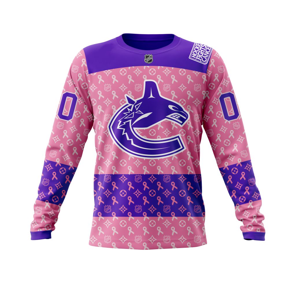 NHL Vancouver Canucks Fights Cancer Jersey Personalized 3D Hoodie Shirt 1 2 3 4 5
