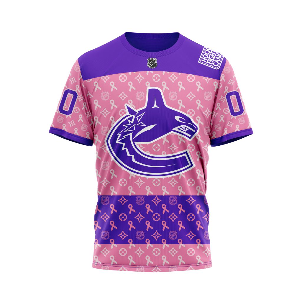 NHL Vancouver Canucks Fights Cancer Jersey Personalized 3D Hoodie Shirt 1 2 3 4 5 6 7
