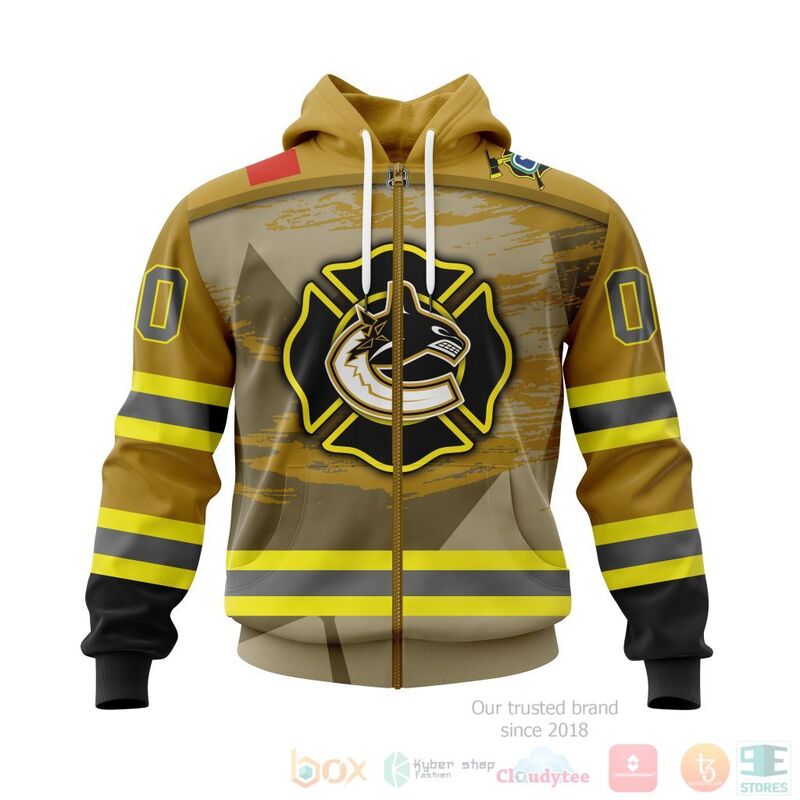 BEST NHL Vancouver Canucks Honnor Firefighter Yellow Full Printing Custom 3D Hoodie, T-Shirt 2 NHL Vancouver Canucks Honnor Firefighter Yellow 3D Hoodie Shirt 1