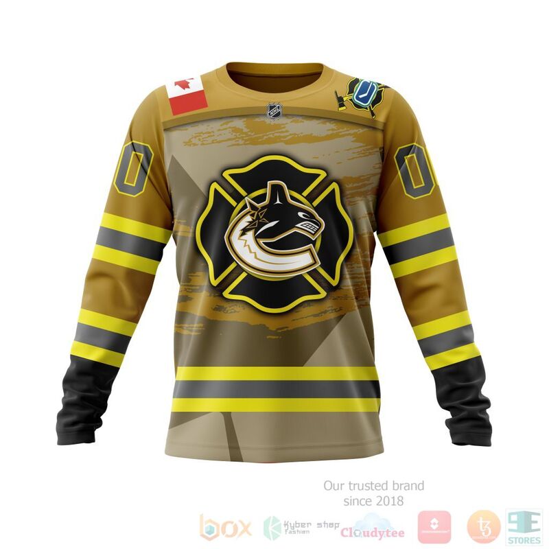 BEST NHL Vancouver Canucks Honnor Firefighter Yellow Full Printing Custom 3D Hoodie, T-Shirt 3 NHL Vancouver Canucks Honnor Firefighter Yellow 3D Hoodie Shirt 1 2